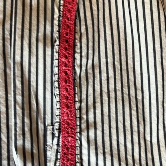 Gap long sleeved navy and white stripped blouse with blue and red lace front. S - Picture 11 of 12